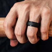 Jierger Men Personality Metallic Silicone Wedding Rings, Silicone Rings Men Silicone Rubber Wedding Bands for Men Size 7 8 9 10 11 12 13, 1 Pack