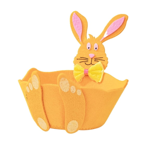 Jierger Mini Easter Bunny Treat Pails Washable Totes, Green Yellow Orange Egg & Treat Bags, Light Nursery & Home Accents, for Easter Egg Kids Treat Holiday Decor