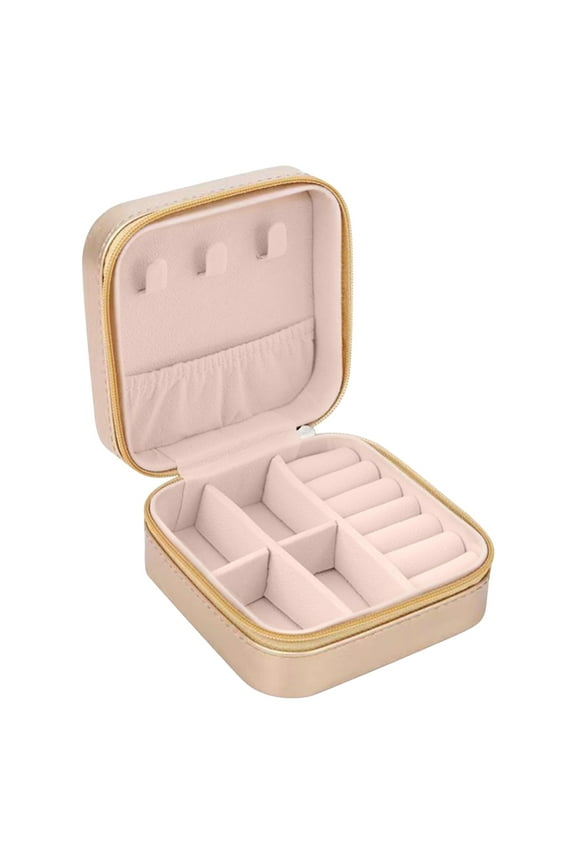 Mini Jewelry Travel Case PU Leather Travel Jewelry Organizer Box Small Portable Portable Jewellery Storage Holder for Womens Rings Earrings Necklaces Bracelets Gifts for Girls Women