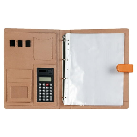 Jierger Multi Functional Folder with Calculator Transparent Insert Business Folder Perforated Measuring Room Negotiation Sheet Storage Signing Contract Folder for Business Office Conference