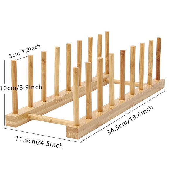 Jierger Multifunctional Bamboo Kitchen Dish D rain Rack Tableware Storage Rack Storage Holder Stand Kitchen Cabinet Organizer for Dish,Plate,Bowl,Cup Pot,Lid,Book