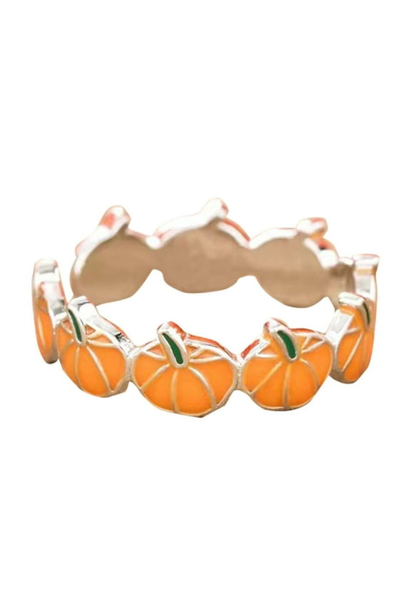 New Models of Jewelry In Europe and The United States Personalized Halloween Oil Drop Pumpkin Open Ring Net Red Female Finger Ring for Halloween Christmas Valentine Party Birthday Gift