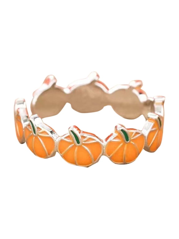 New Models of Jewelry In Europe and The United States Personalized Halloween Oil Drop Pumpkin Open Ring Net Red Female Finger Ring for Halloween Christmas Valentine Party Birthday Gift