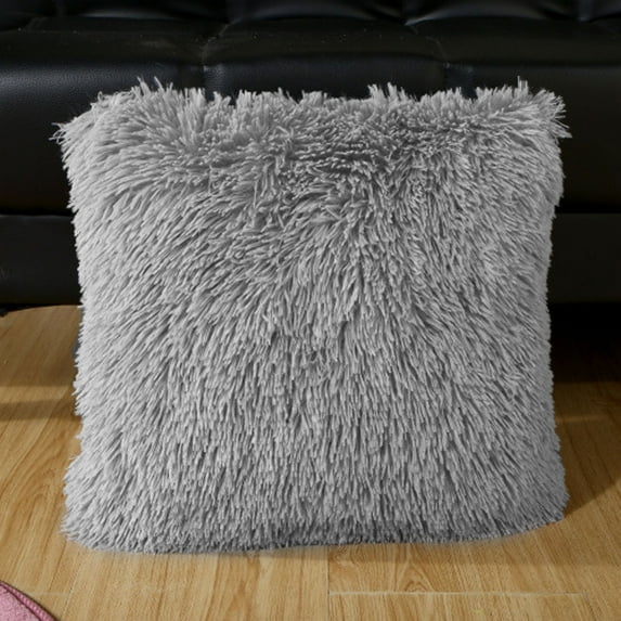 Jierger Plush Cushion Cover Sofa Lumbar Pillow Cover Home Decoration Solid Colorful for Sofa Couch Bed Livingroom 16.9 x16.9 Inch