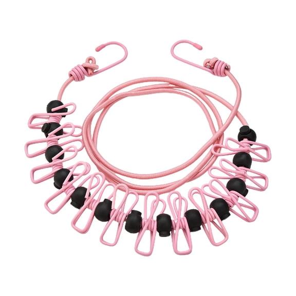 Jierger Portable Elastic Travel Clothesline with 12pcs Clothespins Travel Gadgets Retractable Elastic Laundry Clothes Line for Backyard Vacation Hotel Balcony Clothes Drying Line