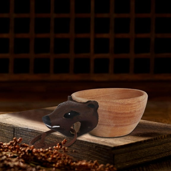 Jierger Portable Hand Carved Wooden Mug Various Animal Head Shape Cup Outdoor Camping Drinking Cup Kitchen Accessories for Travel Outdoor Camping Everyday