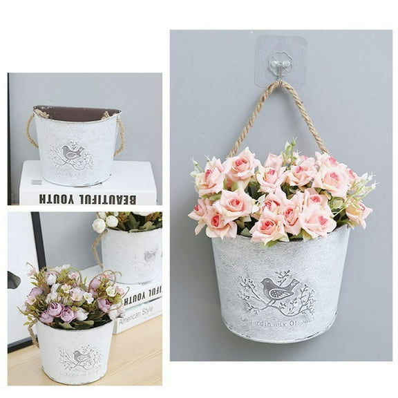 Jierger Retro Wall Decoration Idyllic Basket Flowerpot Hanging Flower Wall American Patio & Garden for Home Garden Wedding Wall Decorations