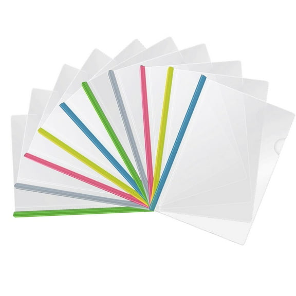 Jierger Slide-Grip Report/Presentation/Thesis/Document/Paper/Resume Covers, Brochure, File Organizer with Sliding Bar. Letter Size. Clear Front & Back (10 pcs 5 Colors)