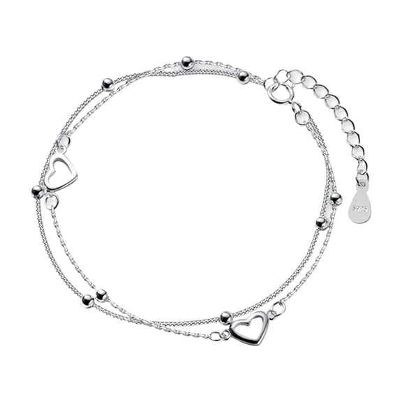 Jierger Sweet Feminine Double Design Round Beaded Hollow Heart Hand Decoration Adjustable for Birthday Mothers day Thanksgiving Christmas Valentine's Day Teacher Appreciation Gifts