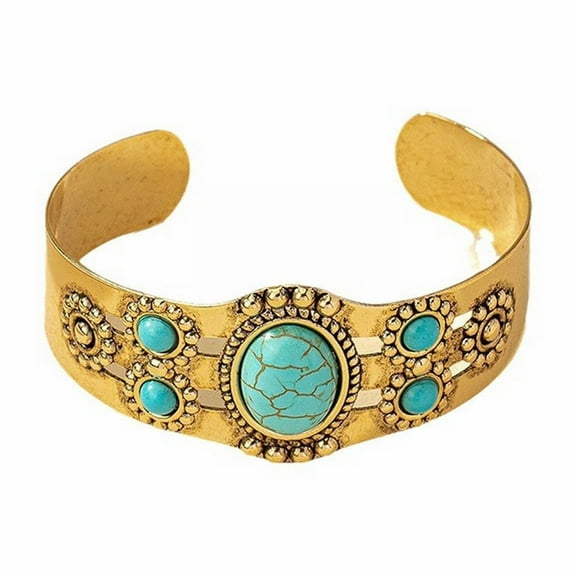 Jierger Turquoise Bracelet Blue Stabilized Turquoise & Bracelet Stainless Steel Adjustable Bracelet | Boho Jewelry for Men & Women for Birthday Mothers day Thanksgiving Christmas Valentine's Day