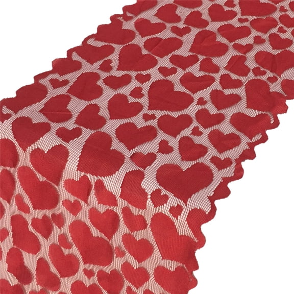 Jierger Valentine's Day Table Flag Decoration Red Knitted Love Table Flag for Valentine Decorations and Supplies for Home Kitchen Dining Room Table Decor, 33x183cm/13"x72"