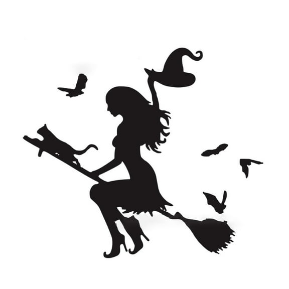 Jierger Witch On Flying Halloween Car Auto Sticker Decal Vinyl Bumper Laptop DIY Decor for Season Festivities Halloween Party Indoor Outdoor DIY Home Window Door Halloween Decor