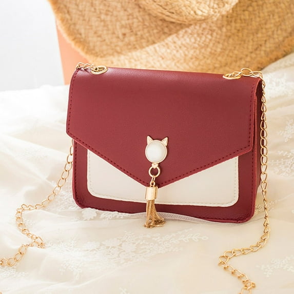 Jierger Women Cover Fringe Shoulder Small Square Bag Messenger Cat Mobile Phone Bag for Women Shoulder Purses and Handbags for Men Women Outdoor Travel Work