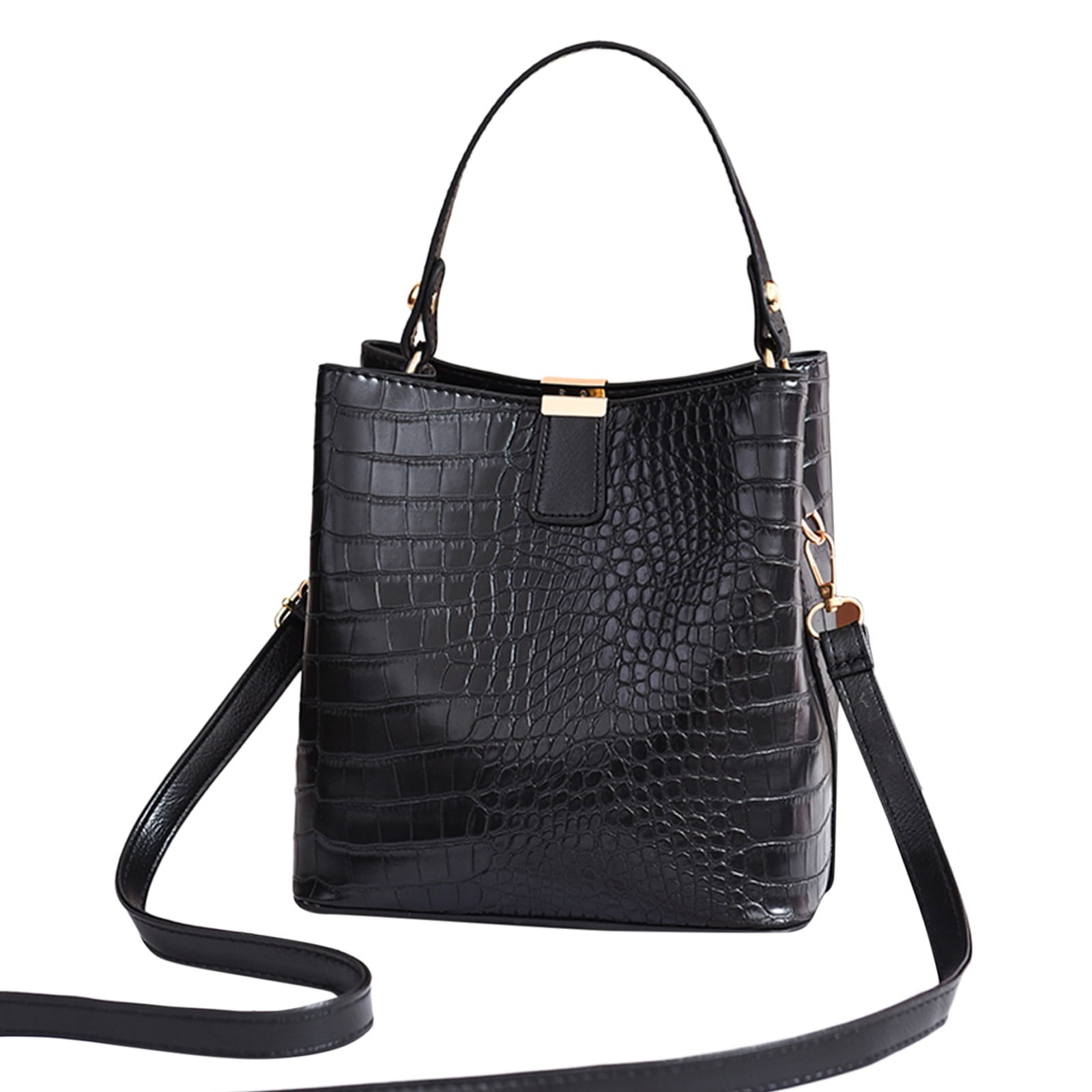 Solid Color Leather Shoulder Bag