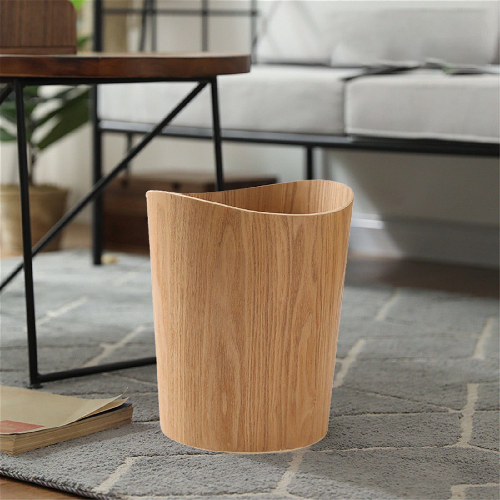 Jierger Wood Trash Can Farmhouse Wastebasket Bin for Bathroom Office Bedroom Living Room Bedroom Living Storage Waste Household Waste Basket Tools & Home Improvement