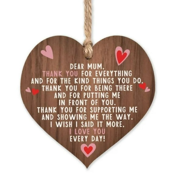 Jierger Wooden Thank You Plaque for Mom, Warm Message Sign Gift, Ideal for Mother’s Day, Birthday, Thanksgiving, Christmas and Valentine’s Day