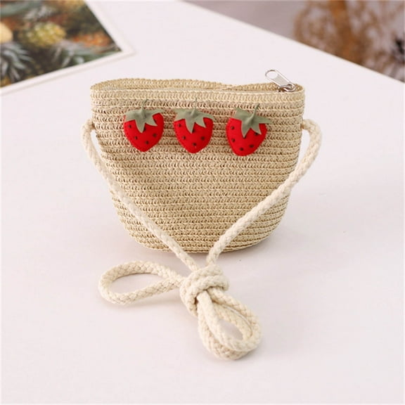 Jierger tote for Women Summer Rattan Woven Shoulder Purse Cute 𝑺𝒕𝒓𝒂𝒘 Small Bag Cute Messenger Bag Fashion Coin Purse Bag for Children