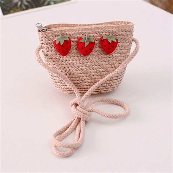 Jierger tote for Women Summer Rattan Woven Shoulder Purse Cute 𝑺𝒕𝒓𝒂𝒘 Small Bag Cute Messenger Bag Fashion Coin Purse Bag for Children