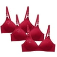 Jieuogg 3PCS Women's Bra Soild Wire Underwear Bra Everyday Small Cup