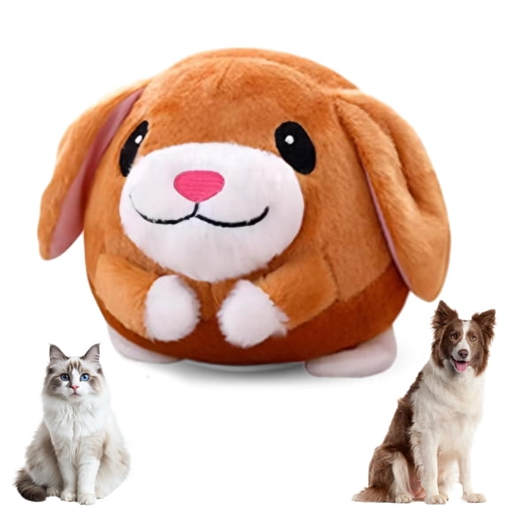 Jiexily Active Moving Pet Plush Toy, 2026 New Squeaky Moving Dog Ball Toy Interactive Puppy Toys, Rechargeable Cartoon Plush Bounce Talking Toys to Keep Them Busy (Duck)