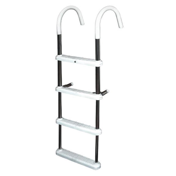 JIF Marine DMT4A-11 4 Step Gunwale 11 in. Hook Boat Ladder - Aluminum