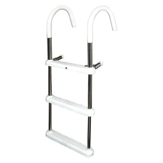 JIF Marine DMT4A-11 4 Step Gunwale 11 in. Hook Boat Ladder - Aluminum