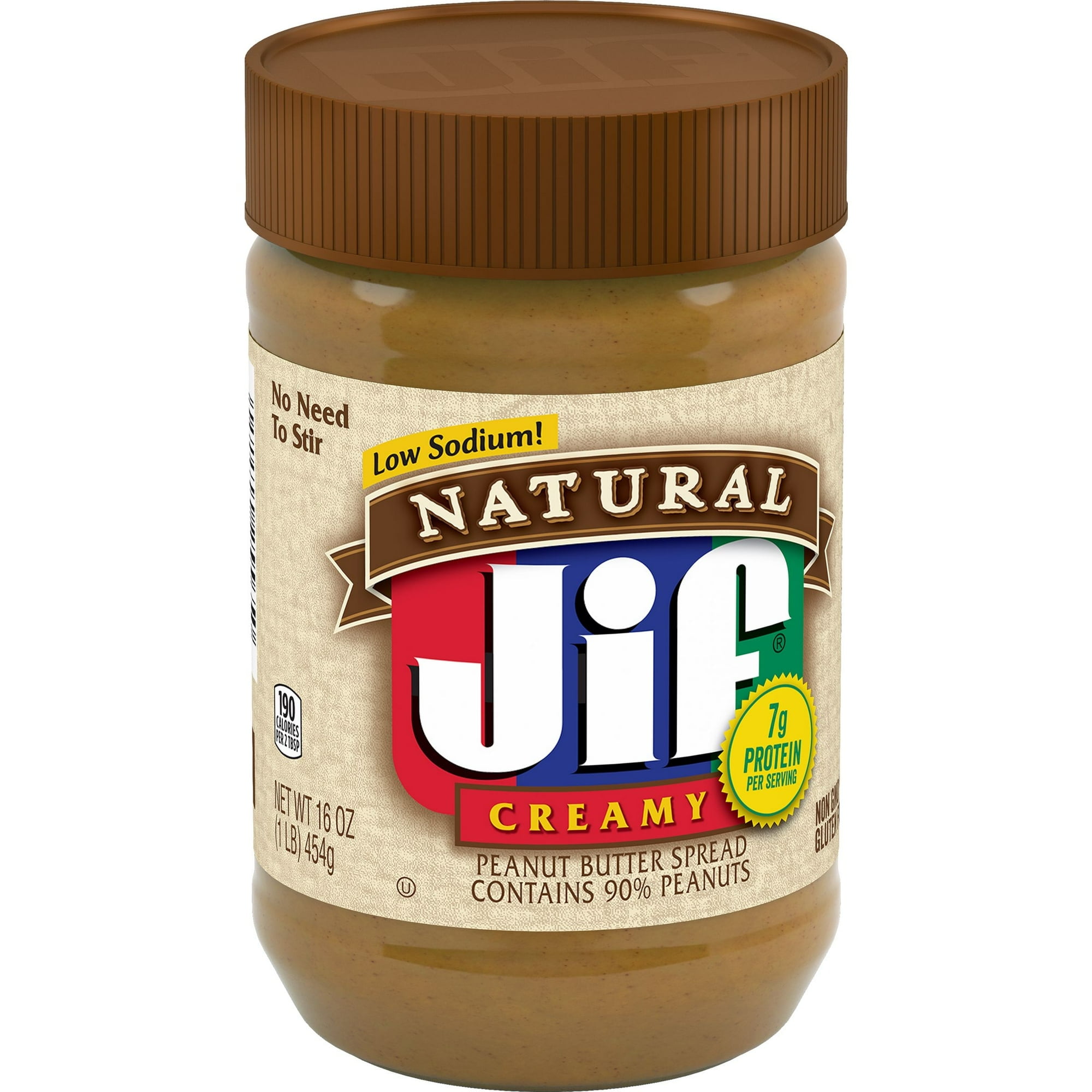 Jif Natural Creamy Peanut Butter Spread, 16Ounce Jar (Pack of 2