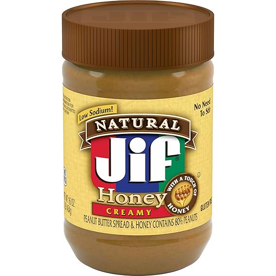 Jif Natural Creamy Peanut Butter Spread and Honey, 16 Ounces