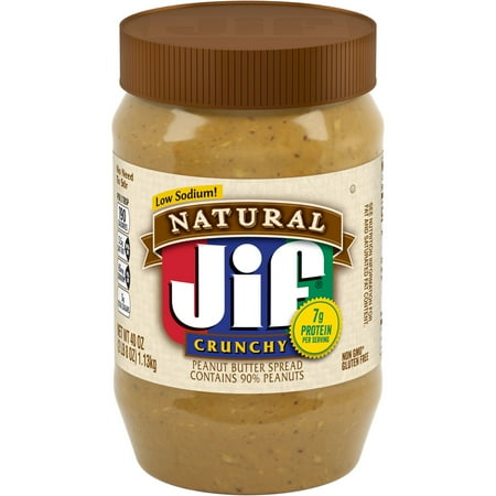 Jif Natural Crunchy Peanut Butter Spread Contains 90% Peanuts, 40 Ounces