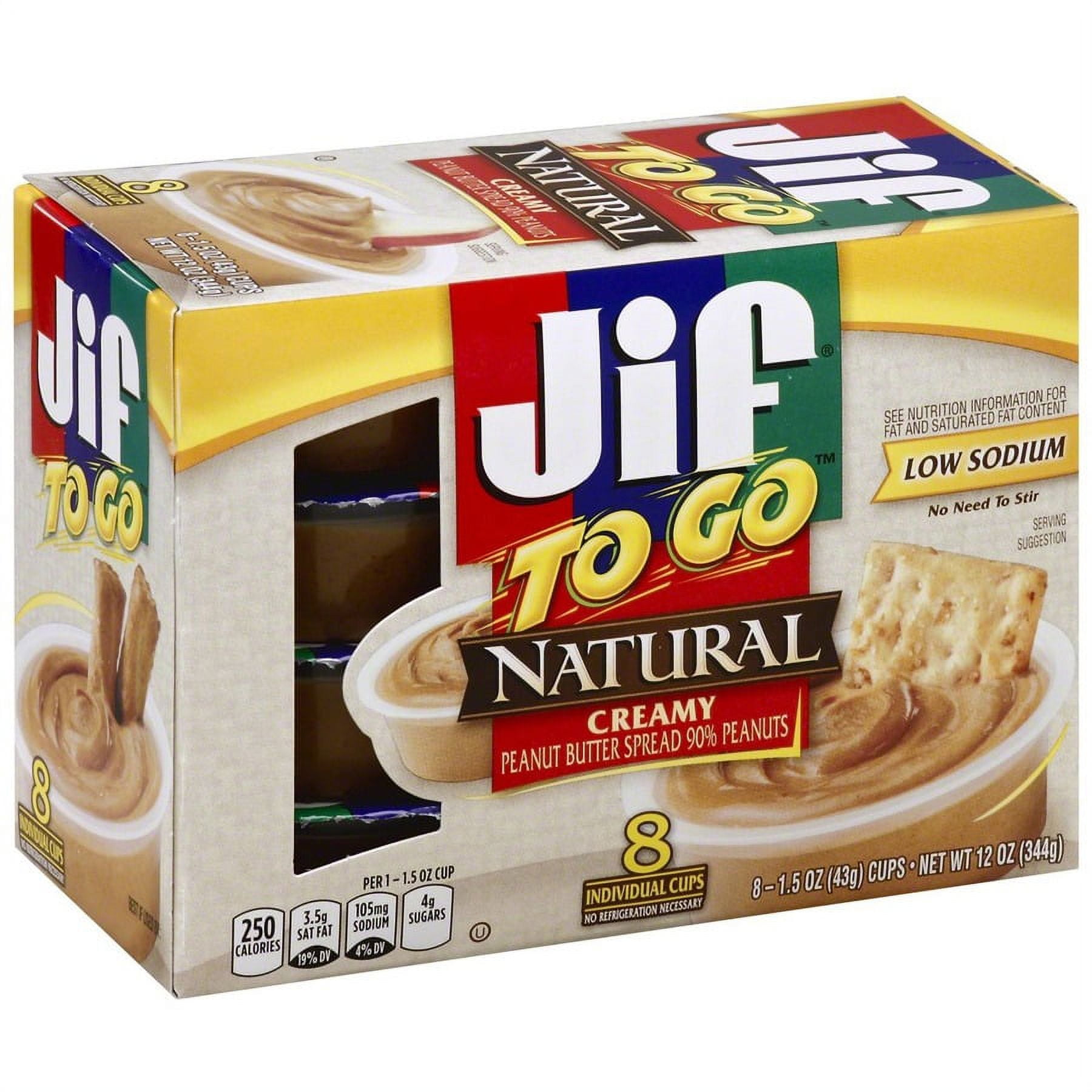 Jif Natural Peanut Butter Spread - Peanut Butter - 12 oz - 8 / Pack | Bundle of 2 Packs