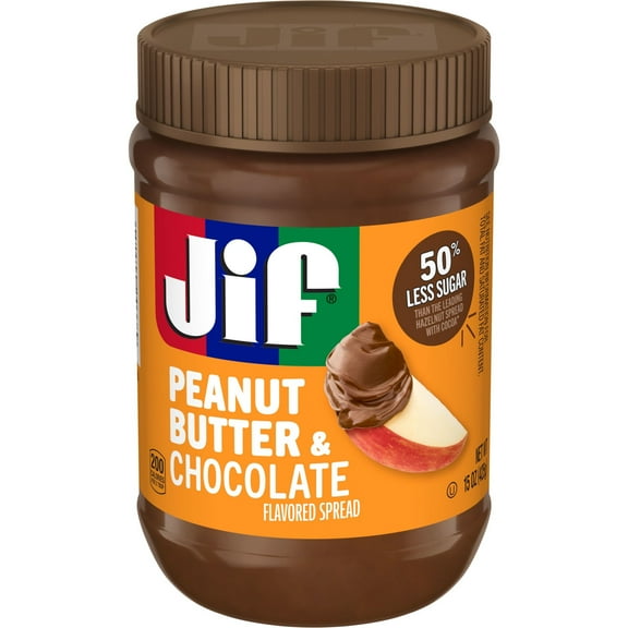 Jif Peanut Butter & Chocolate Flavored Spread, 15 Oz. Jar-Pack Of 4