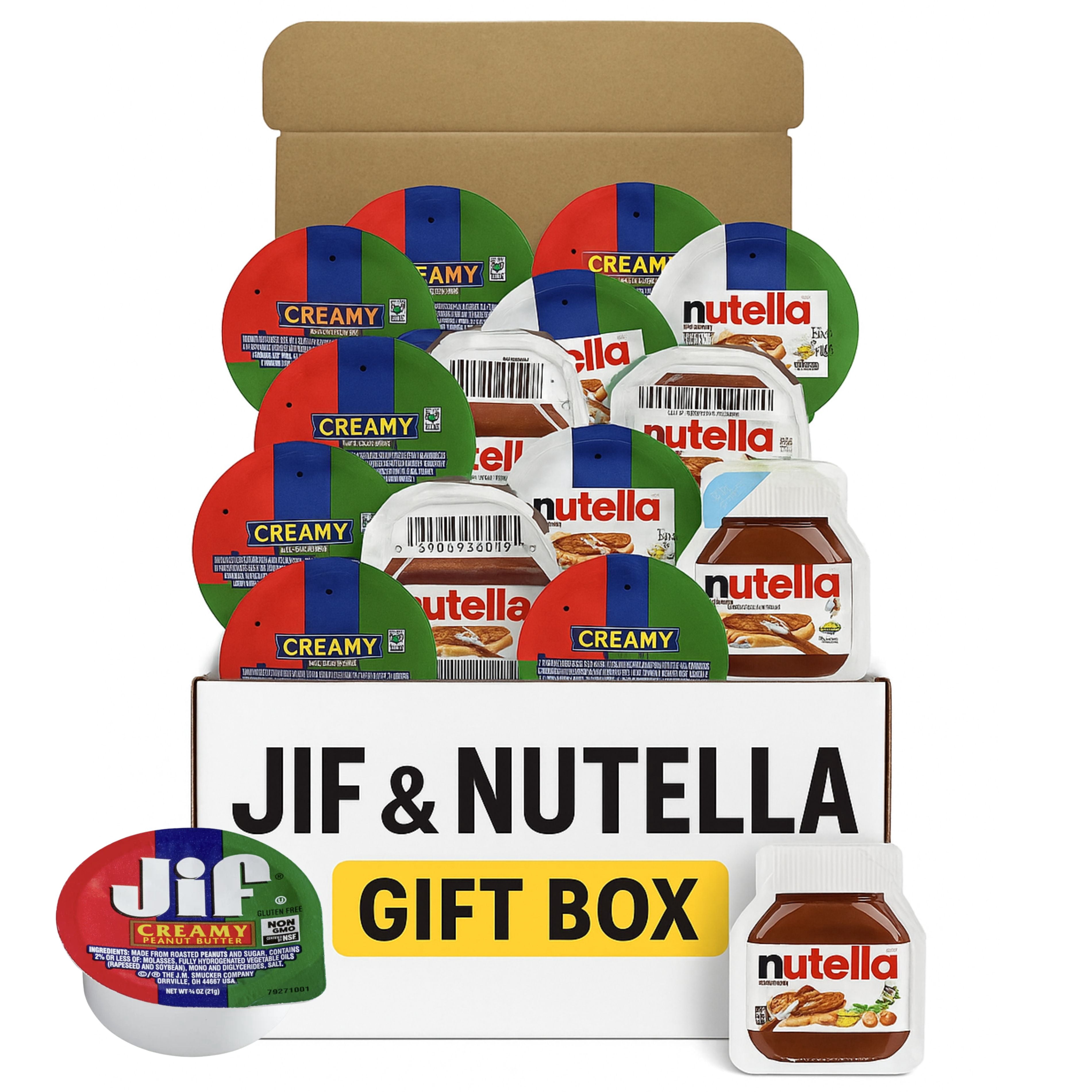 Jif Peanut Butter Cups & Nutella Hazelnut Spread – 40 Single Serve Packets Gift Box