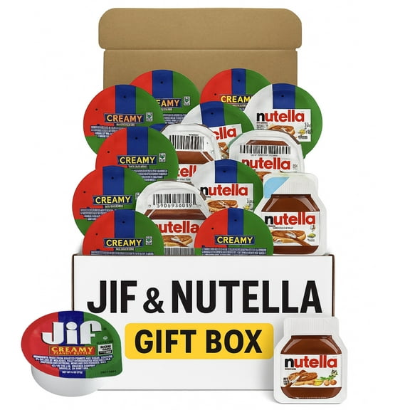 Jif Peanut Butter Cups & Nutella Hazelnut Spread  40 Single Serve Packets Gift Box