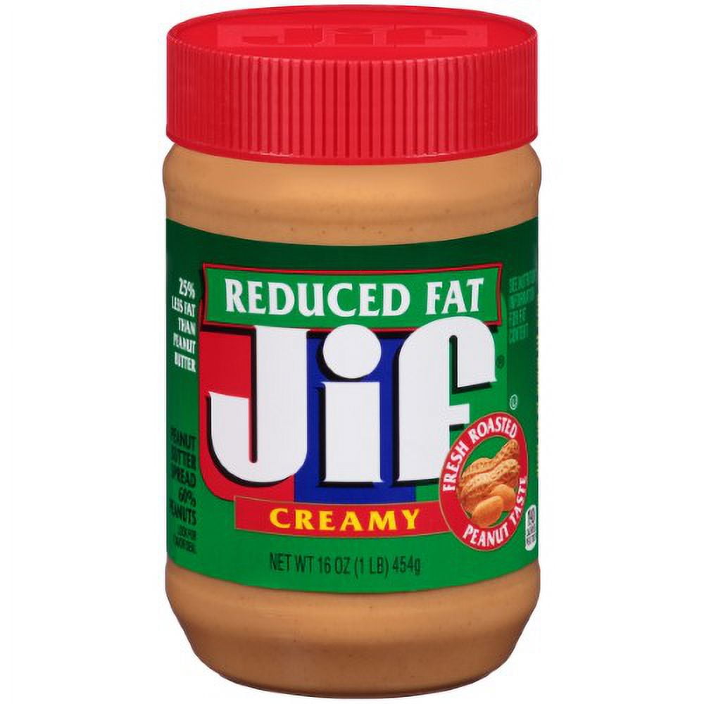 Jif Reduced Fat Creamy Peanut Butter 16 oz (Pack of 4)
