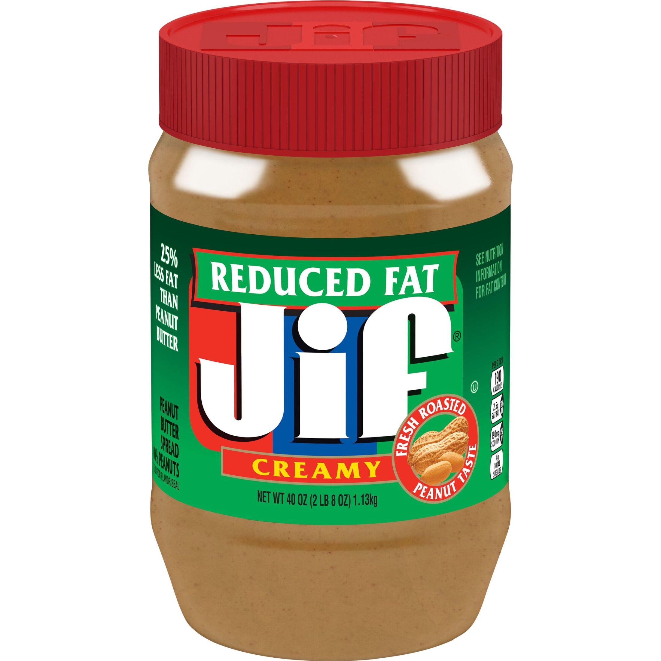 Jif Reduced Fat Creamy Peanut Butter Spread - 60% Peanuts, 40 oz