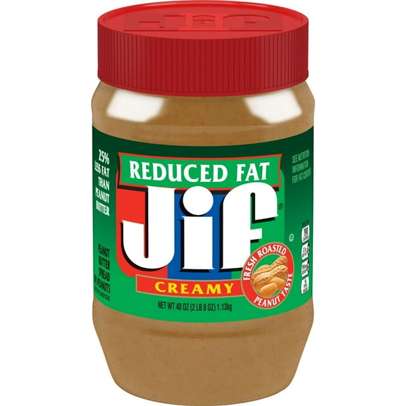 Jif Reduced Fat Creamy Peanut Butter Spread - 60% Peanuts, 40 ozs
