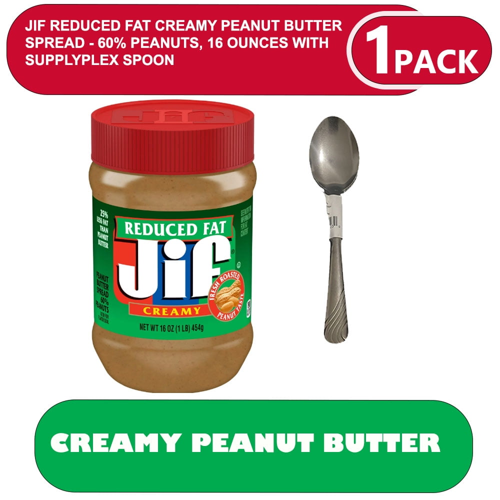 Jif Reduced Fat Creamy Peanut Butter Spread 60 Peanuts, 16 Ounces