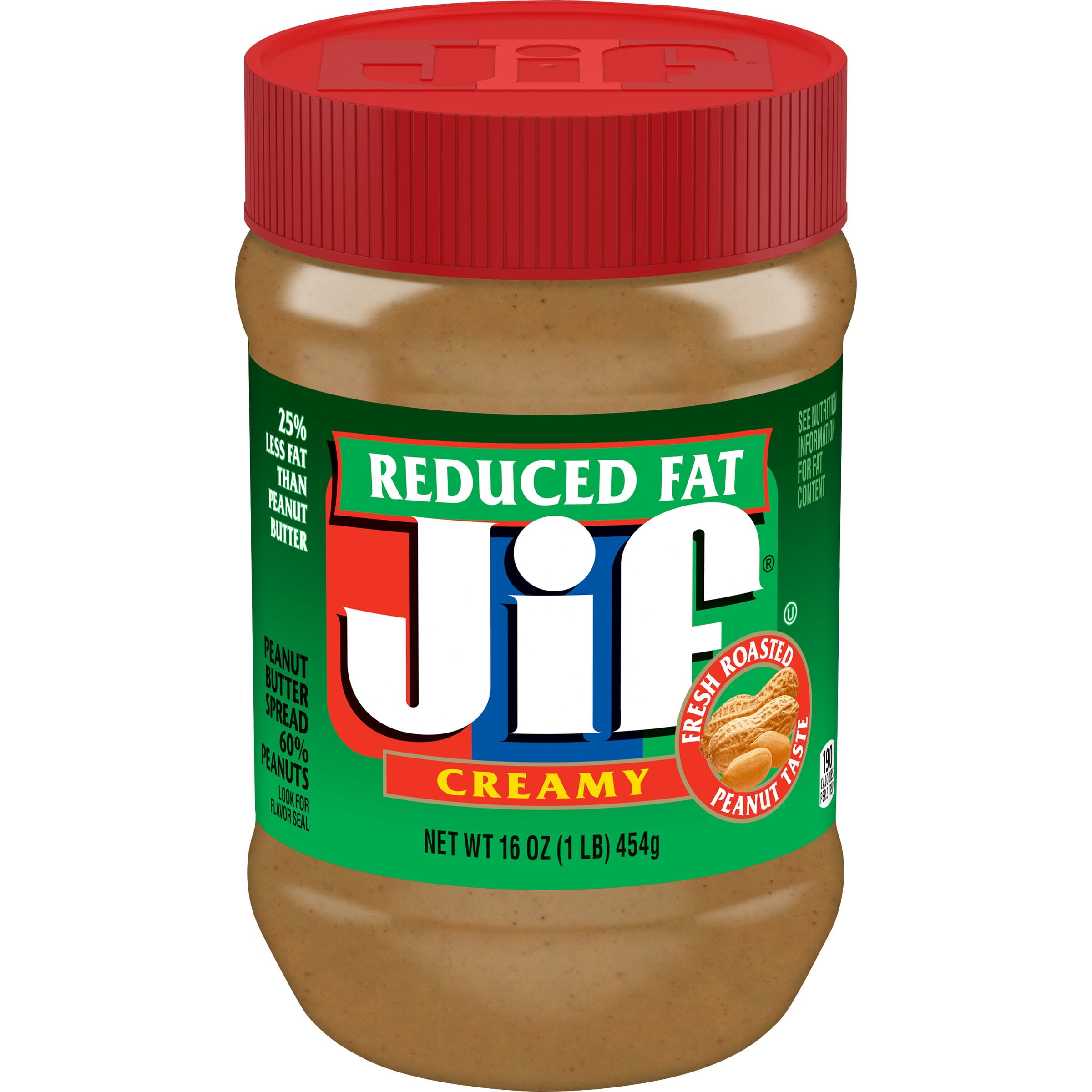 Jif Reduced Fat Creamy Peanut Butter Spread - 60% Peanuts, 16 ozs