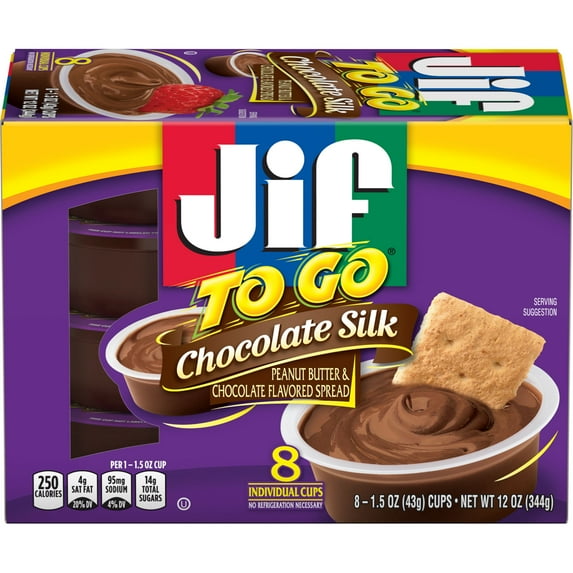 Jif To Go Chocolate Silk Peanut Butter & Chocolate Flavored Spread, 8 Count