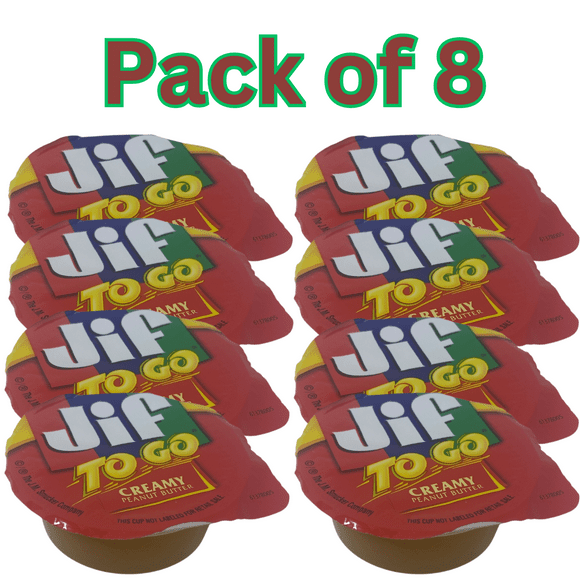 Jif To Go Creamy Peanut Butter, Portable Snack Cups, 8 Individual Servings, 1.5 oz Each