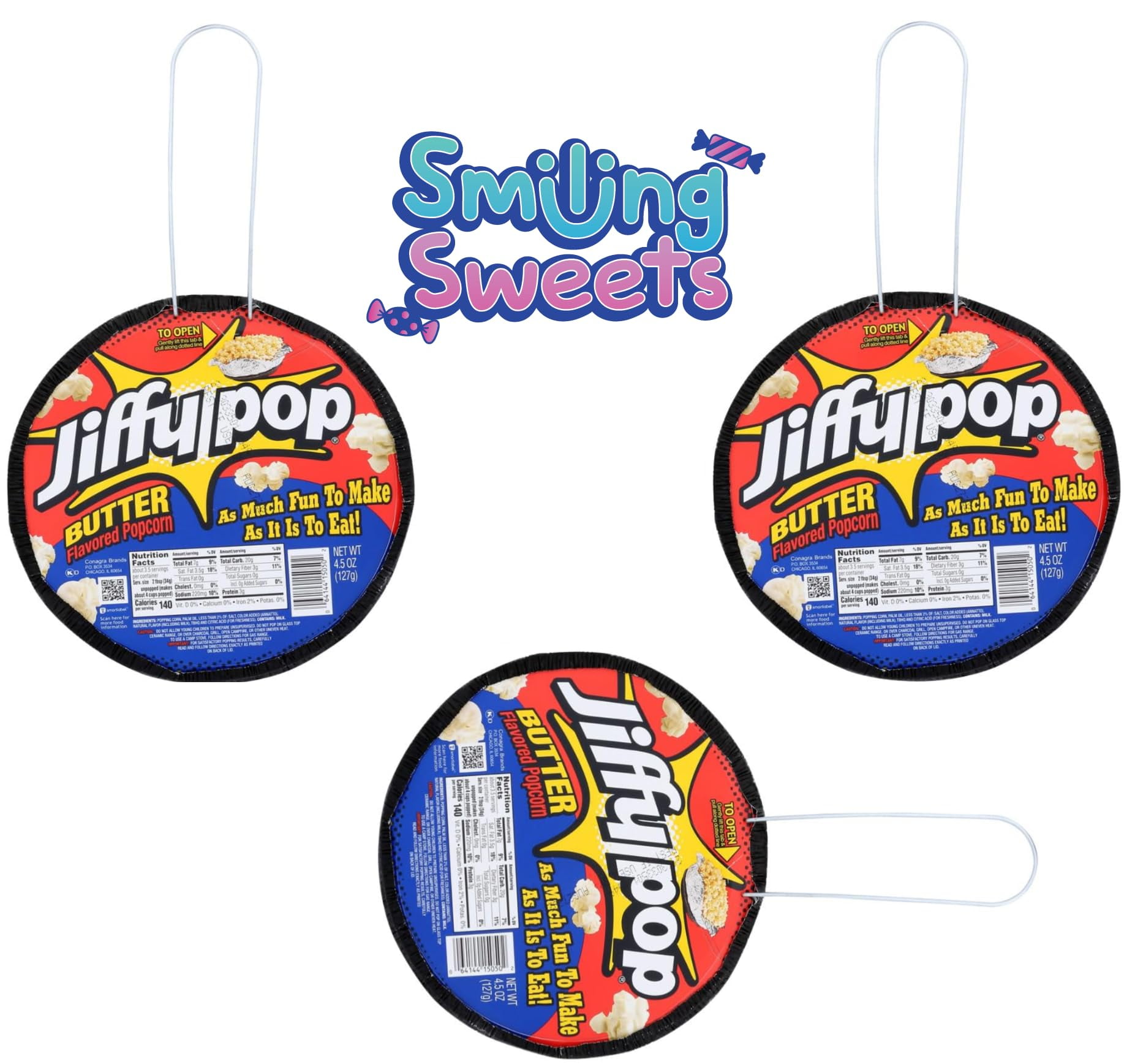 Jiff Pop Butter Flavored STF9 Popcorn Pack of 3 Stovetop Popping
