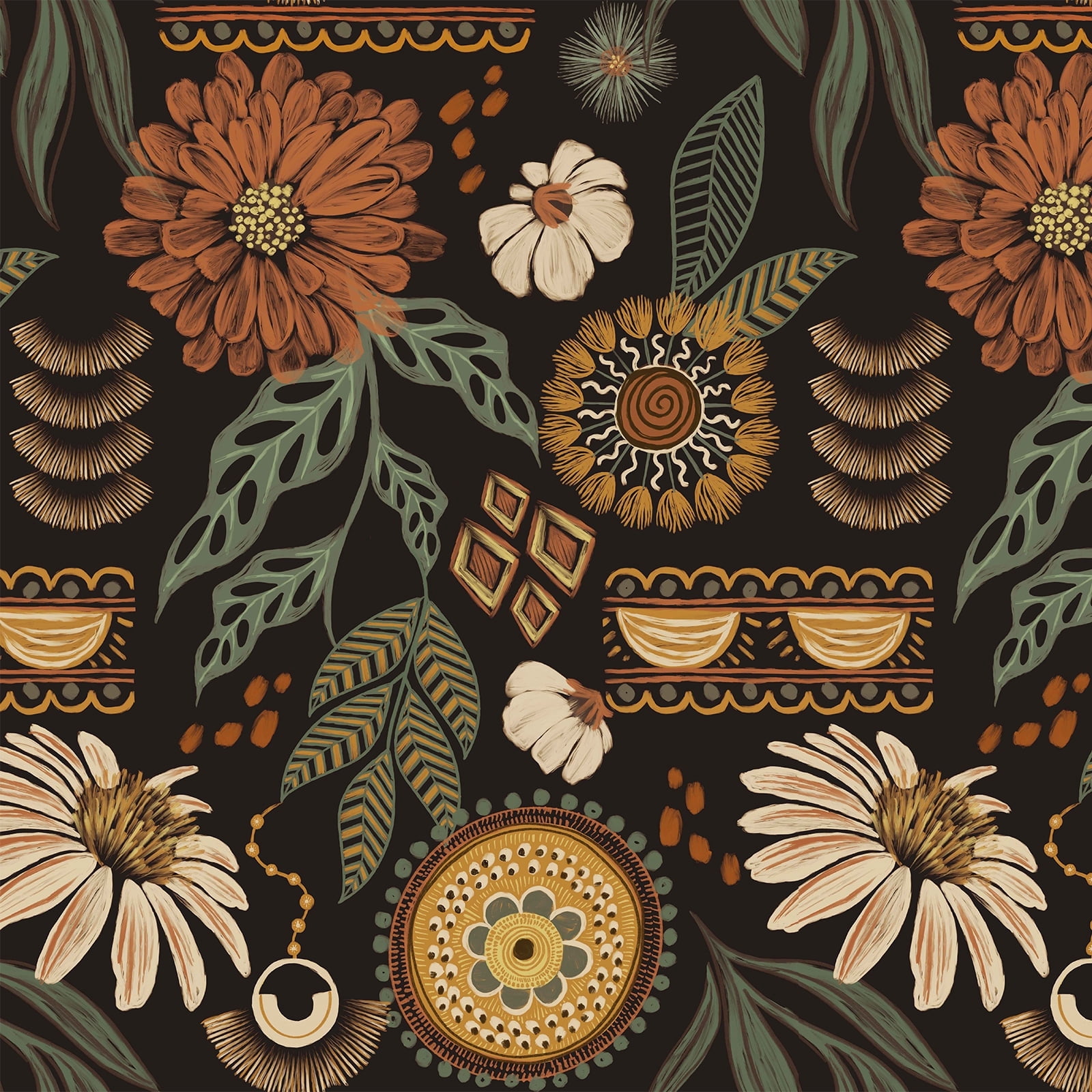 Xiayi Boho Sun Floral Peel and Stick Wallpaper 57.7 Sq. ft