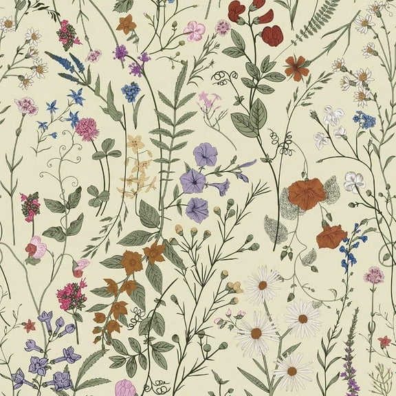 JiffDiff Floral Wallpaper Peel and Stick 473 x 17.3 Farm Floral Wall Paper Wildwood Daisy Self Adhesive Stick On Wallpaper Removable Conatct Paper