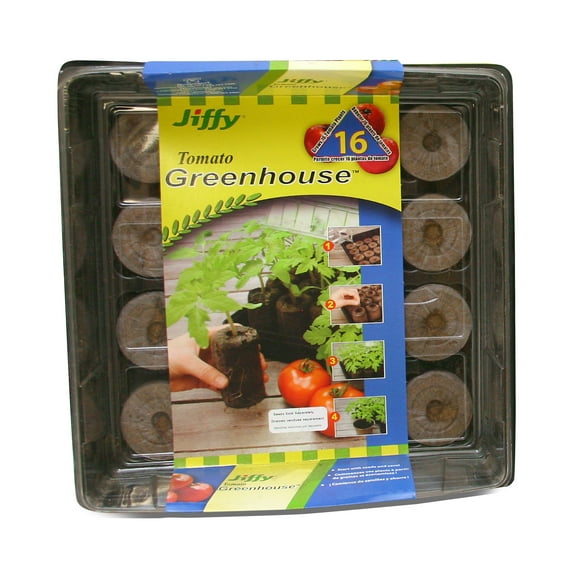 Jiffy 16 Cell Tomato Seed Starter Greenhouse Kit with 50mm Peat Pellets