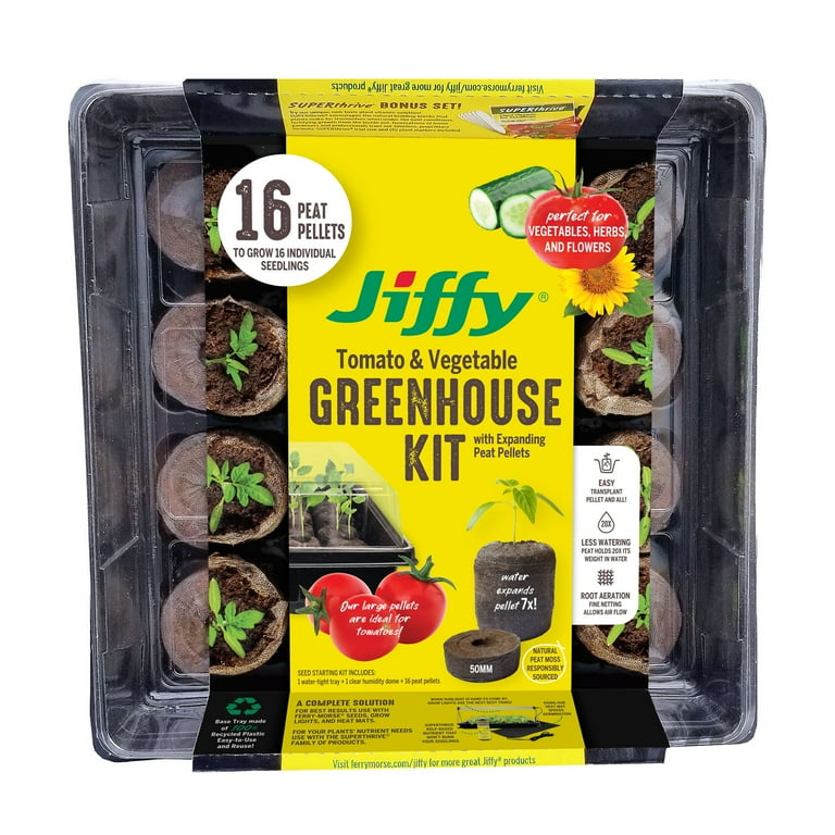 Jiffy Seed Starting Greenhouse with 50mm Peat Pellets for Tomato
