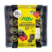 Jiffy 16 Cell Tomato & Vegetable Seed Starting Greenhouse with 50mm Peat Pellets