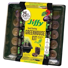 Jiffy 25 Cell Seed Starting Greenhouse with 42mm Peat Pellets w/SUPERThrive Sample
