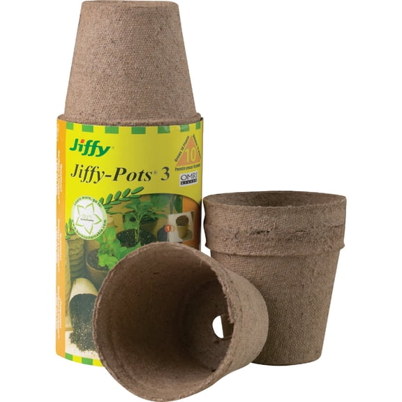 Jiffy Plant Pot Solid Print - 3 In. W., White, Round, Indoor, Multicolor