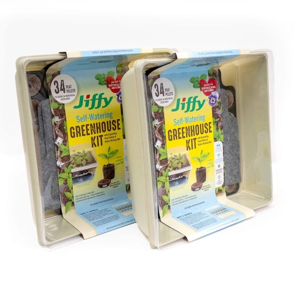 Jiffy 34-Cell 11 In. x 11 In. Self Watering Greenhouse Seed Starter Kit (2 Pack)