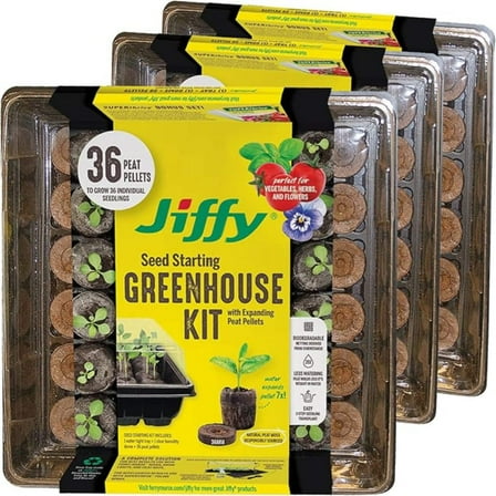 Jiffy 36 Peat Pellet Seed Starting Greenhouse Bundle (Pack of 3)